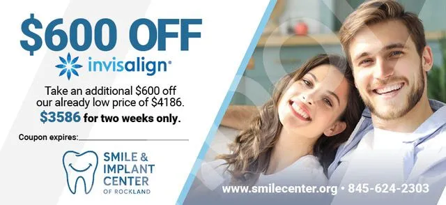$600 Off Invisalign - Special offer at Smile and Implant Center of Rockland - $3586 for two weeks only